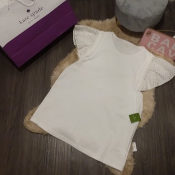 KATE SPADE  EYELET MIXED MEDIA TEE LARGE - Picture 4 of 4